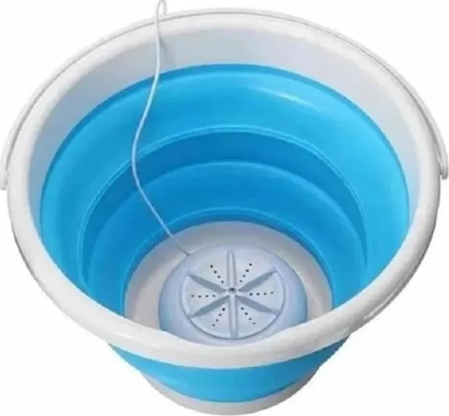 MINI LAVATRICE PORTATILE CON SECCHIO PIEGHEVOLE PER VESTITI PICCOLI CAPI BIANCHERIA INTIMA - 3