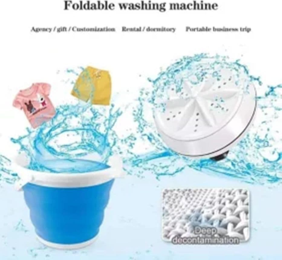 MINI LAVATRICE PORTATILE CON SECCHIO PIEGHEVOLE PER VESTITI PICCOLI CAPI BIANCHERIA INTIMA - 7