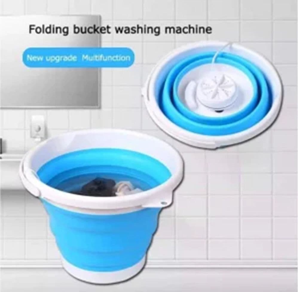 MINI LAVATRICE PORTATILE CON SECCHIO PIEGHEVOLE PER VESTITI PICCOLI CAPI BIANCHERIA INTIMA - 8