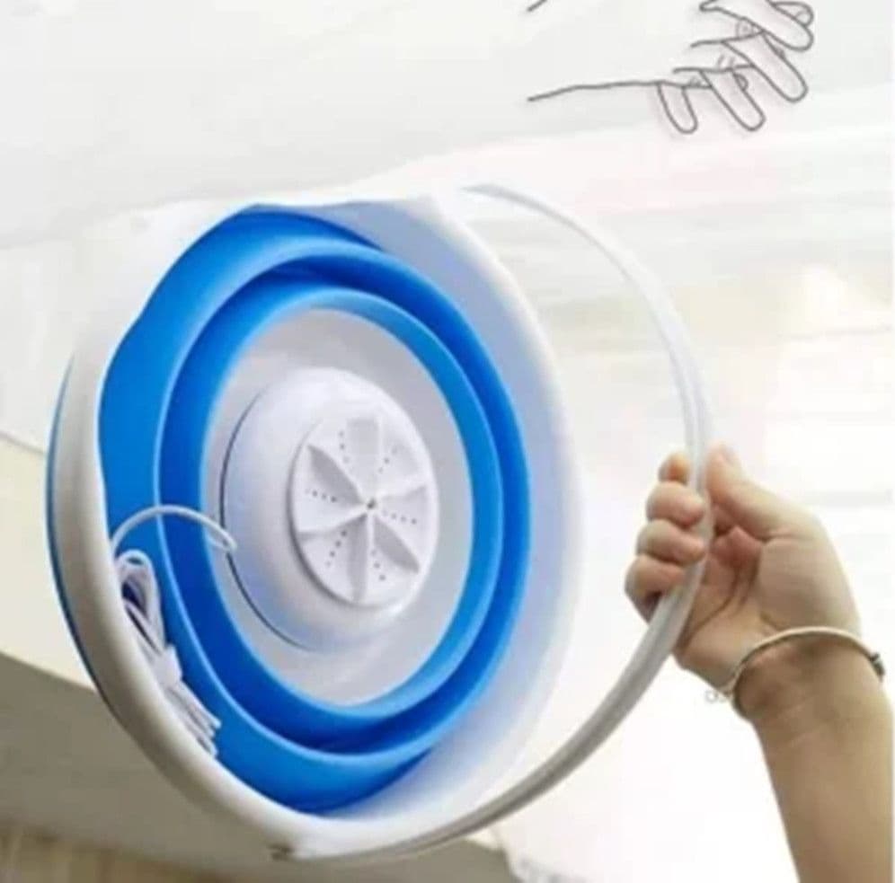 MINI LAVATRICE PORTATILE CON SECCHIO PIEGHEVOLE PER VESTITI PICCOLI CAPI BIANCHERIA INTIMA - 9