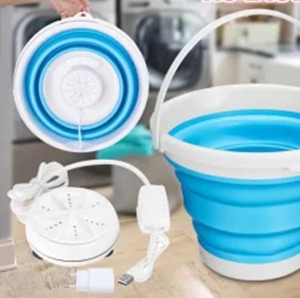 MINI LAVATRICE PORTATILE CON SECCHIO PIEGHEVOLE PER VESTITI PICCOLI CAPI BIANCHERIA INTIMA - 10