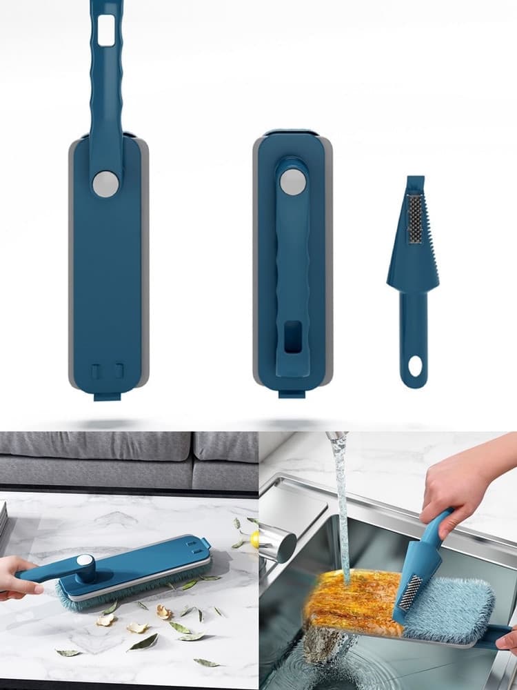 SPAZZOLA PER PULIZIA CASA PIEGHEVOLE PORTATILE MULTIFUNZIONALE PANNO SPUGNA IN MICROFIBRA - 2