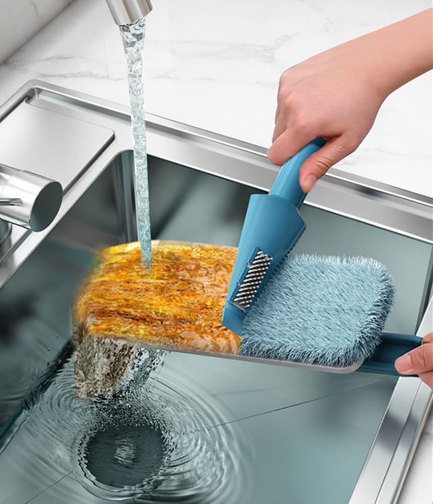 SPAZZOLA PER PULIZIA CASA PIEGHEVOLE PORTATILE MULTIFUNZIONALE PANNO SPUGNA IN MICROFIBRA - 8