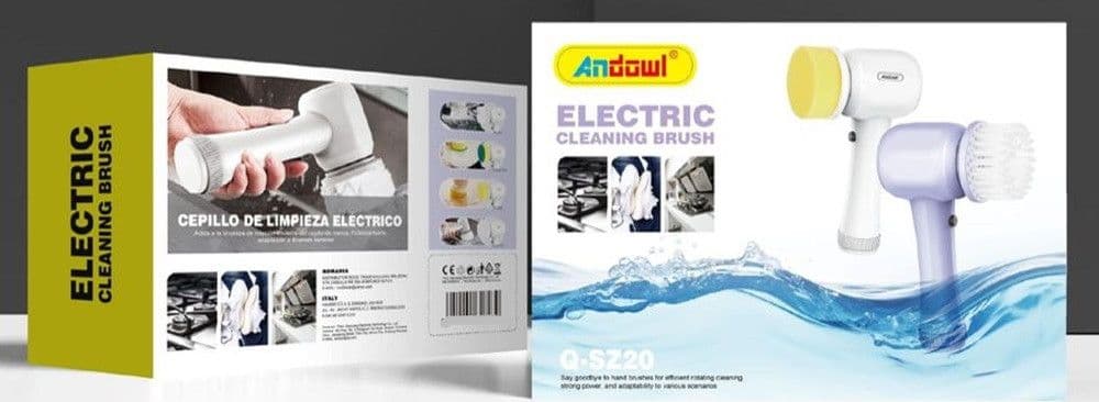 SPAZZOLA ROTANTE ELETTRICA PER PULIZIA MULTISUPERFICIE CON 4 TESTINE ERGONOMICO Q-SZ20 - 2