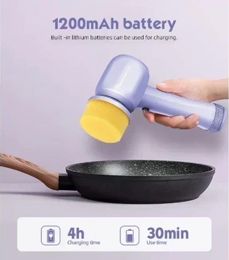 SPAZZOLA ROTANTE ELETTRICA PER PULIZIA MULTISUPERFICIE CON 4 TESTINE ERGONOMICO Q-SZ20 - 9