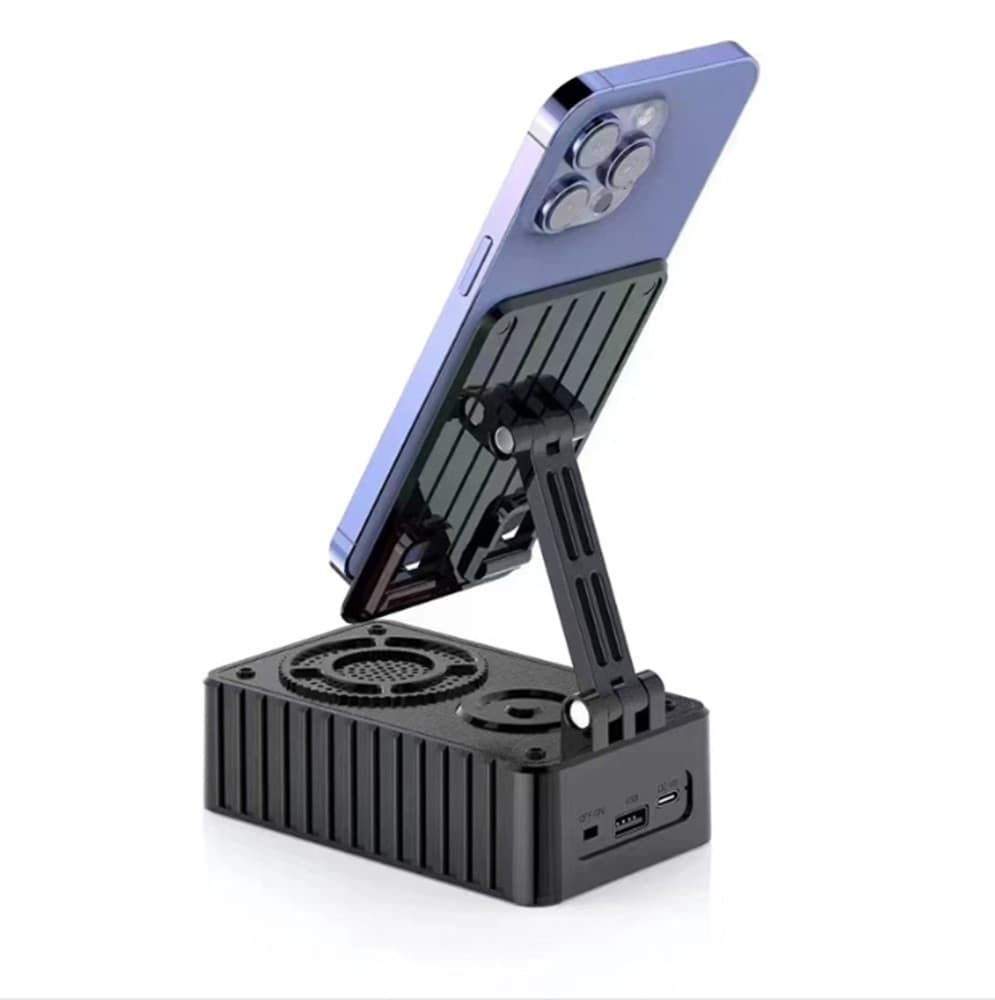 SUPPORTO PER CELLULARE CON ALTOPARLANTE WIRELESS PORTATILE REGOLABILE SCRIVANIA KMS-Z513 - 6