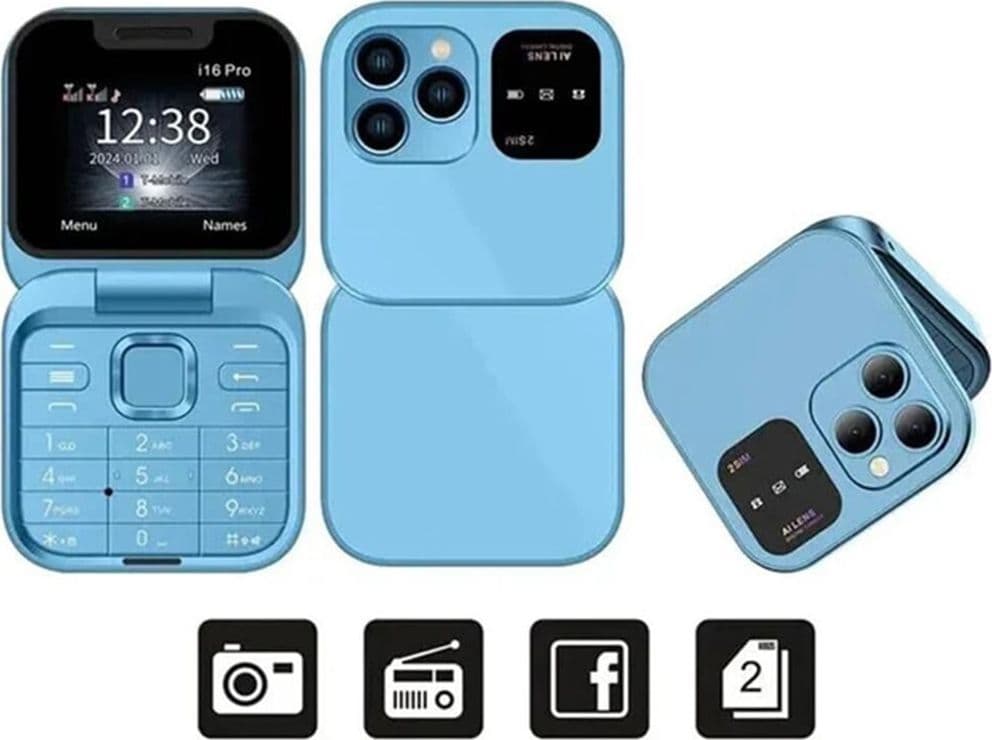 MINI FLIP TELEFONO SCHERMO 1.77" PIEGHEVOLE MULTILINGUE AD ALTA BATTERIA DUAL SIM 1000MAH - 16