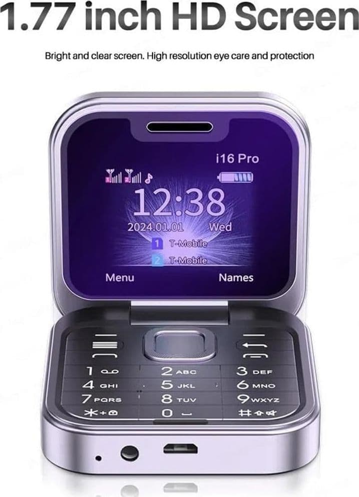 MINI FLIP TELEFONO SCHERMO 1.77" PIEGHEVOLE MULTILINGUE AD ALTA BATTERIA DUAL SIM 1000MAH - 20