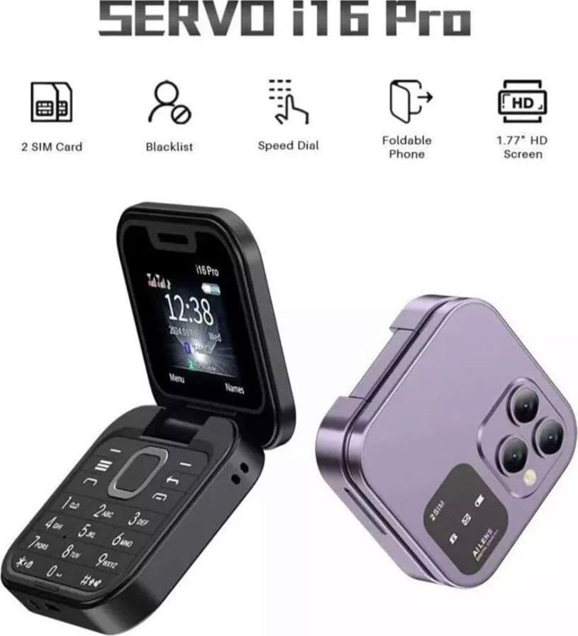 MINI FLIP TELEFONO SCHERMO 1.77" PIEGHEVOLE MULTILINGUE AD ALTA BATTERIA DUAL SIM 1000MAH - 4