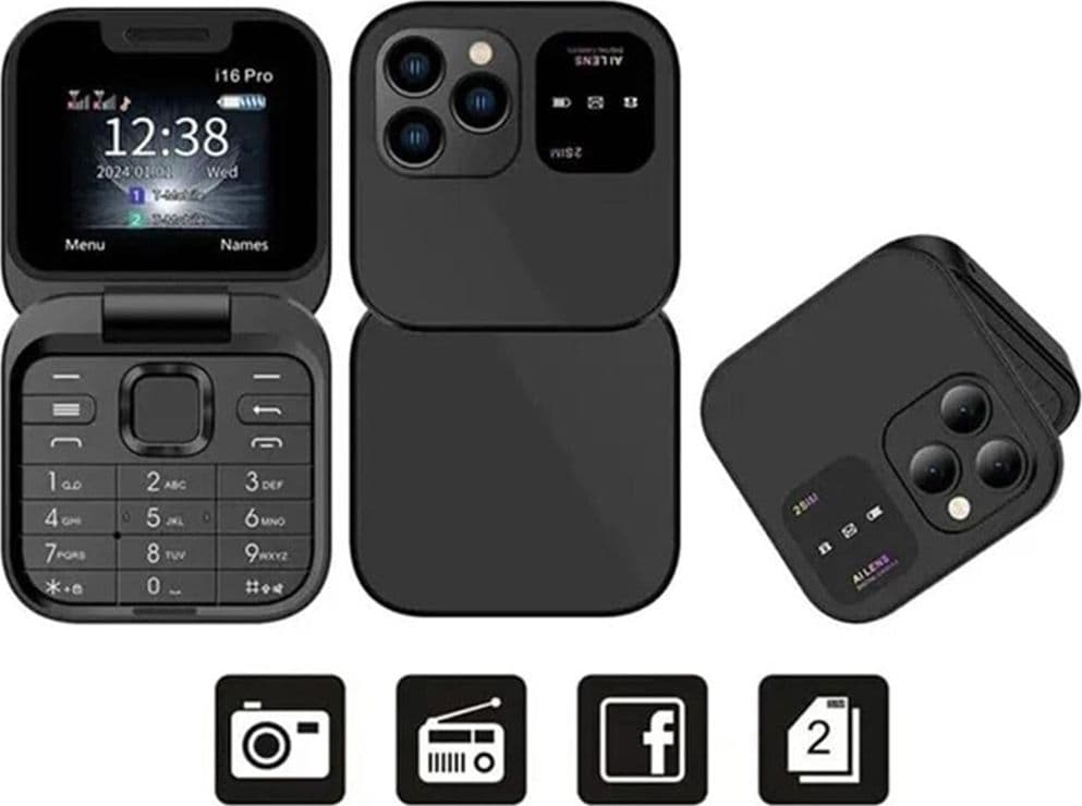 MINI FLIP TELEFONO SCHERMO 1.77" PIEGHEVOLE MULTILINGUE AD ALTA BATTERIA DUAL SIM 1000MAH - 6