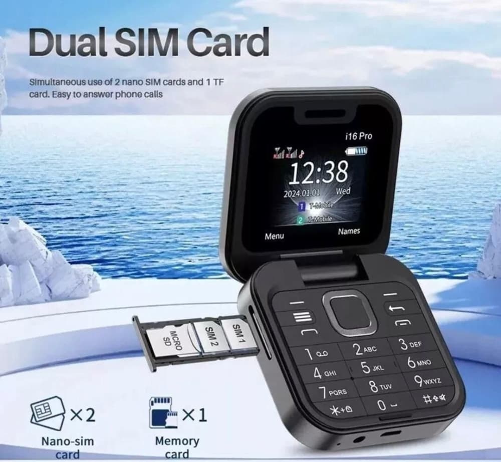 MINI FLIP TELEFONO SCHERMO 1.77" PIEGHEVOLE MULTILINGUE AD ALTA BATTERIA DUAL SIM 1000MAH - 7