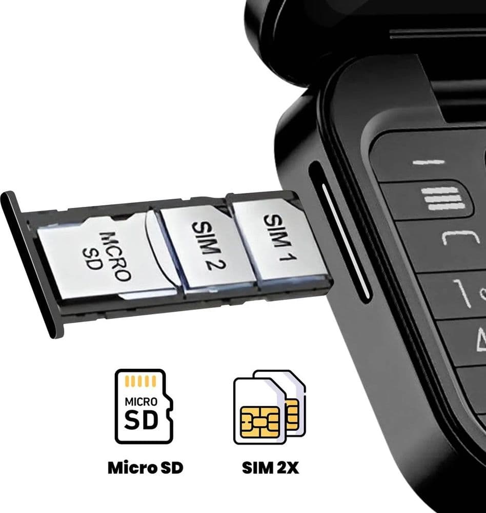 MINI FLIP TELEFONO SCHERMO 1.77" PIEGHEVOLE MULTILINGUE AD ALTA BATTERIA DUAL SIM 1000MAH - 10