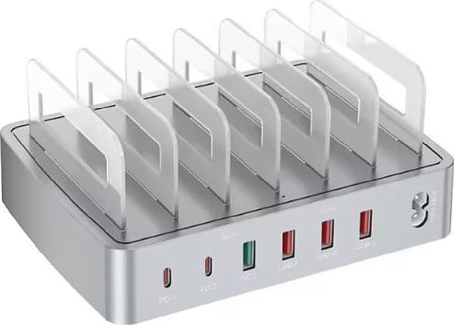 STAZIONE DI RICARICA RAPIDA INTELLIGENTE 6 IN 1 MULTIPORTA CON 4 USB + 2 USB-C 45W Q-XW78 - 2
