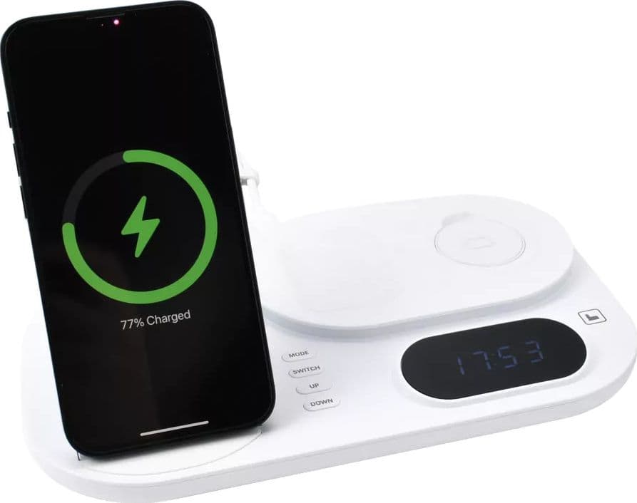 STAZIONE DI RICARICA WIRELESS 4IN1 MULTIFUNZIONE 30W PER SMARTPHONE AIRPODS SMARTWATCH A06 - 10