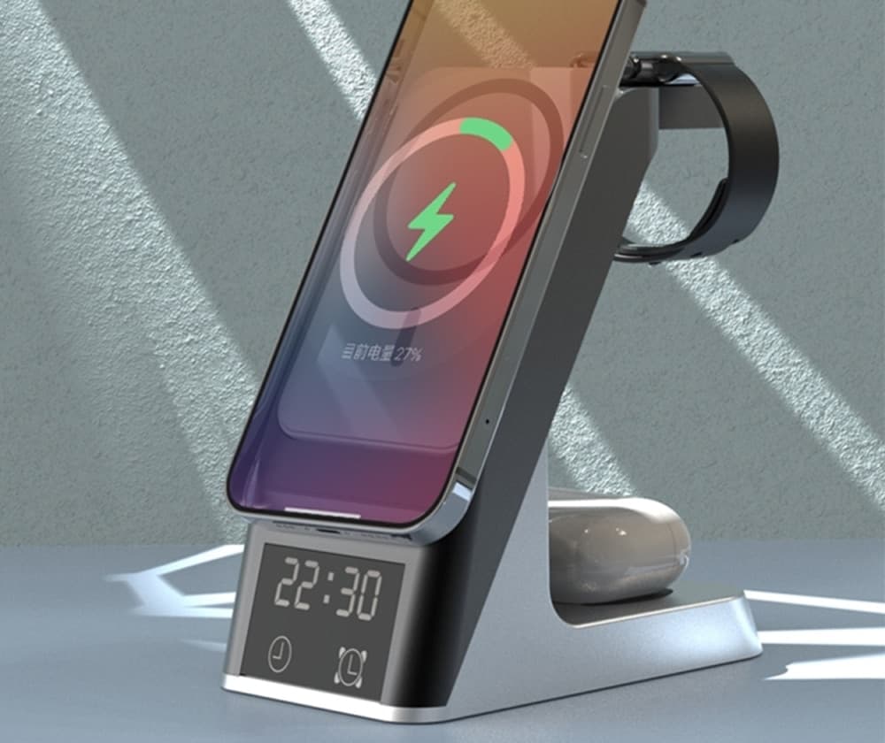 STAZIONE DI RICARICA WIRELESS MAGNETICA 20W SUPPORTO PER SMARTPHONE WATCH AIRPODS Q-WX500 - 13