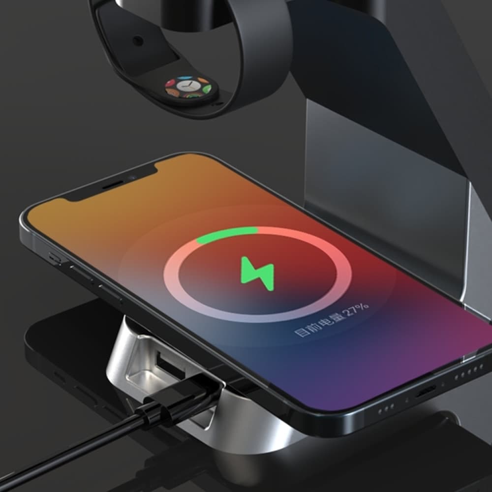 STAZIONE DI RICARICA WIRELESS MAGNETICA 20W SUPPORTO PER SMARTPHONE WATCH AIRPODS Q-WX500 - 14