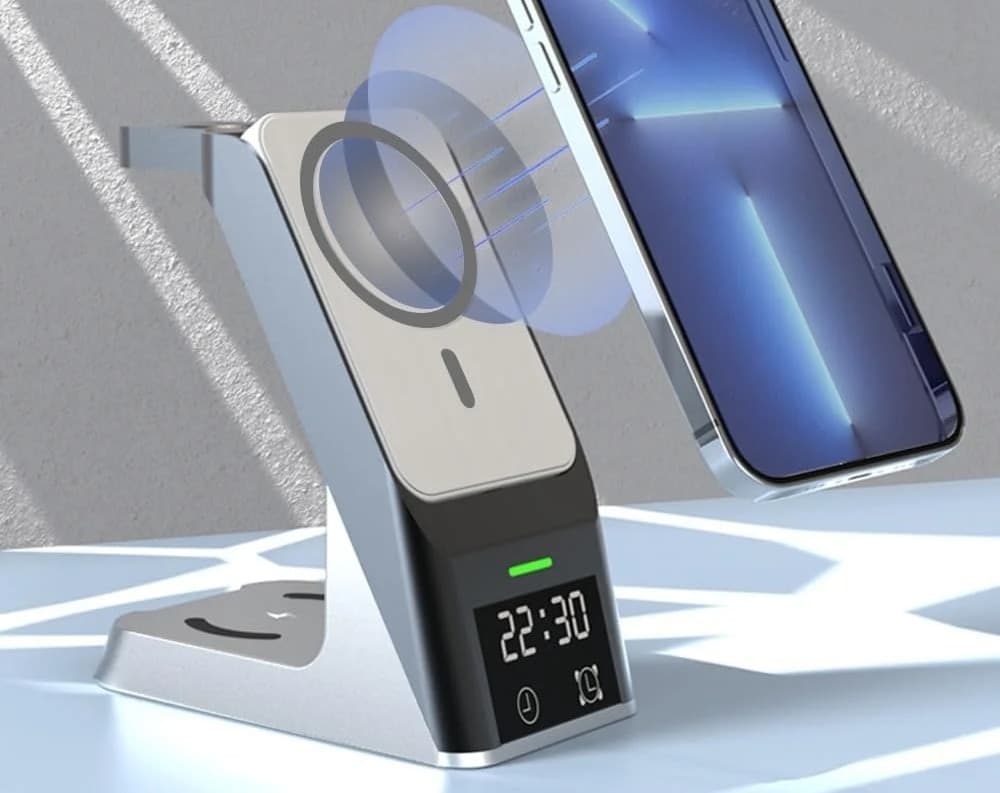 STAZIONE DI RICARICA WIRELESS MAGNETICA 20W SUPPORTO PER SMARTPHONE WATCH AIRPODS Q-WX500 - 4