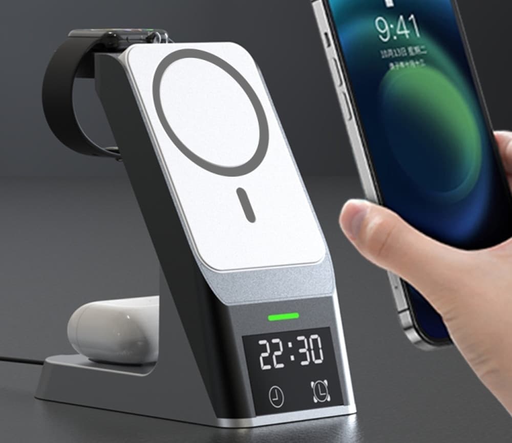 STAZIONE DI RICARICA WIRELESS MAGNETICA 20W SUPPORTO PER SMARTPHONE WATCH AIRPODS Q-WX500 - 8
