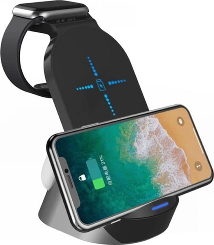 CARICABATTERIE SUPPORTO DI RICARICA RAPIDA WIRELESS 20W 3IN1 SMARTPHONE SMARTWATCH Q-WX600 - 4