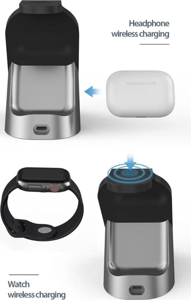CARICABATTERIE SUPPORTO DI RICARICA RAPIDA WIRELESS 20W 3IN1 SMARTPHONE SMARTWATCH Q-WX600 - 8