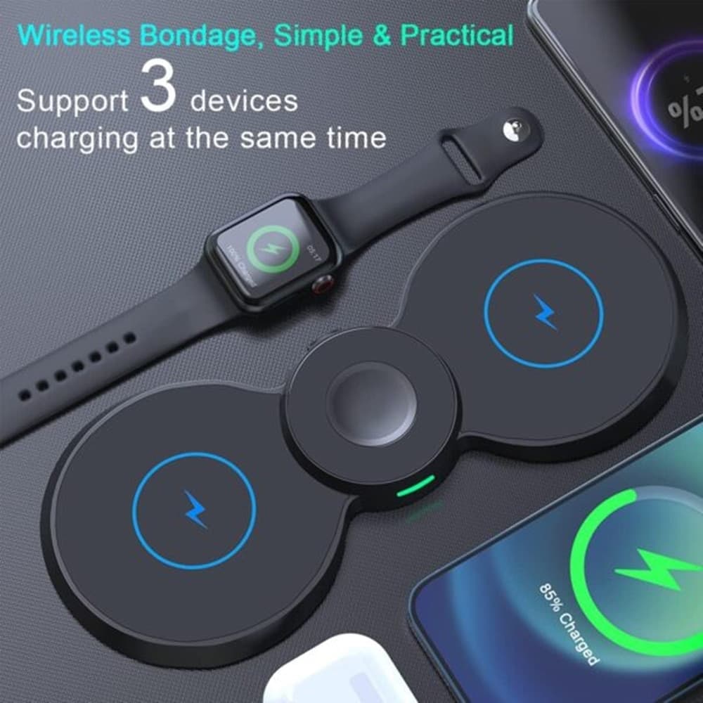 CARICATORE WIRELESS 3IN1 Q-WX700 STAZIONE DI RICARICA RAPIDA 20W PER SMARTPHONE SMARTWATCH - 8