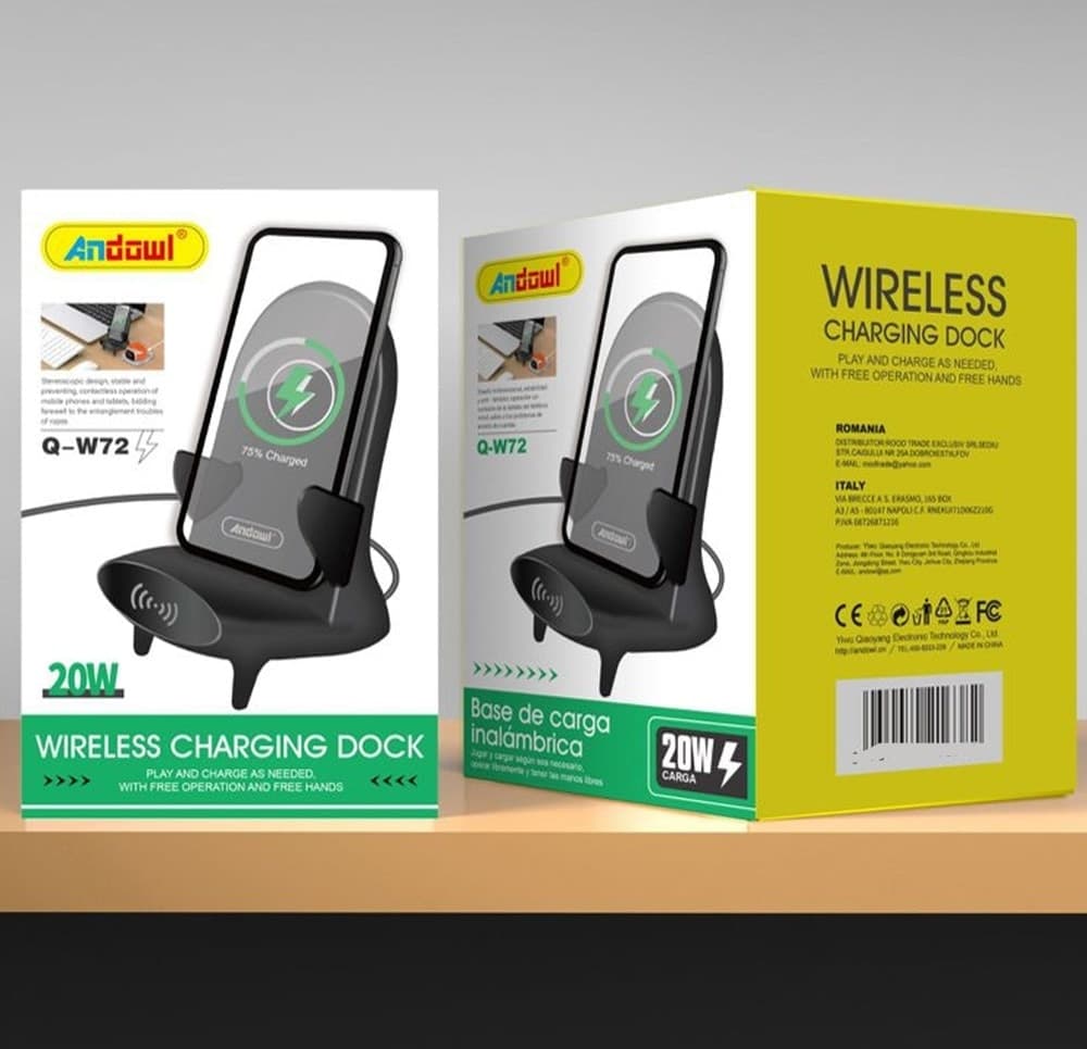 BASE DI RICARICA WIRELESS 20W SUPPORTO PER TELEFONO COMPATIBILE CON DISPOSITIVI QI Q-W72 - 2