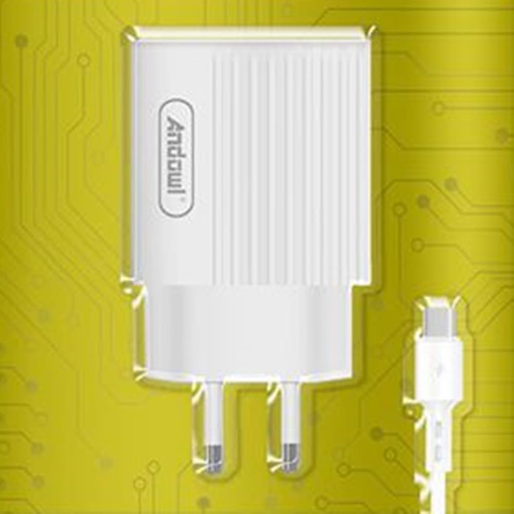 CARICABATTERIE CON 2 PORTE USB 3.1A CON CAVO TYPE-C RICARICA RAPIDA SICURA Q-CD661 - 4
