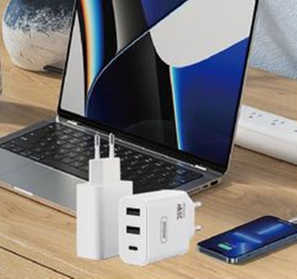 CARICABATTERIE DA PARETE Q-CD65 DOPPIA PORTA USB+TYPE-C 30W RICARICA RAPIDA POWER DELIVERY - 3