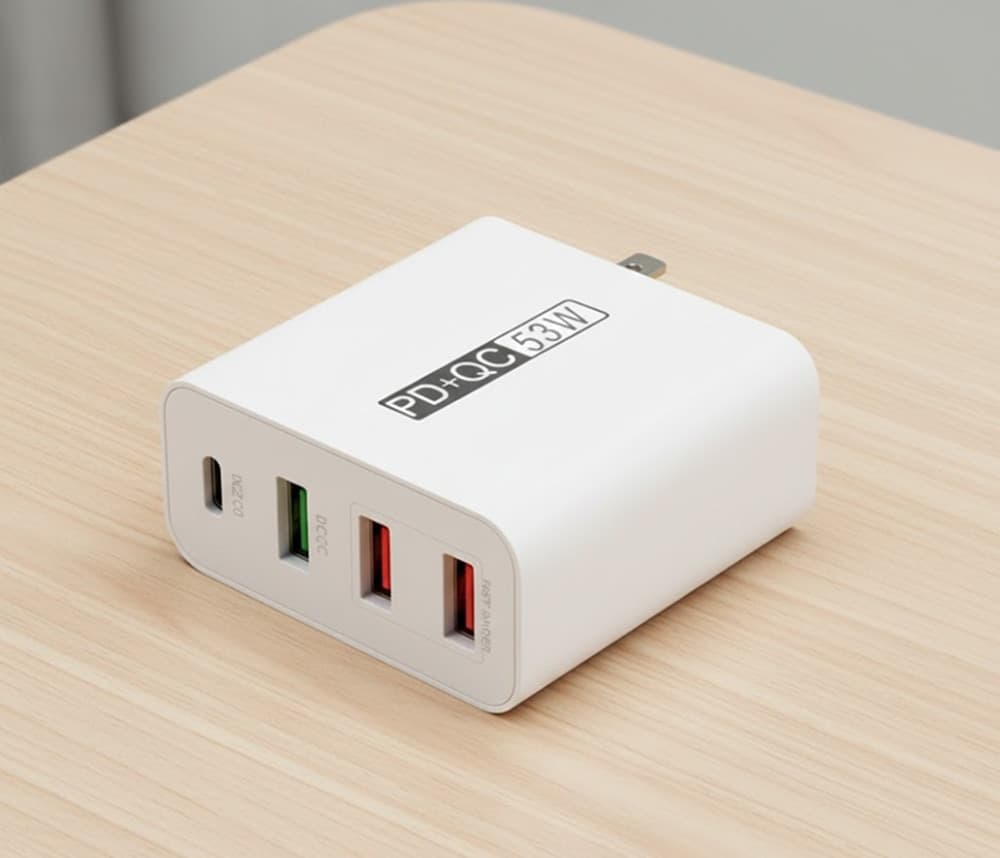 CARICABATTERIE 53 W RICARICA RAPIDA PD + QC 3.0 CON 3 PORTE USB + 1 PORTA TYPE-C WLX-A6 - 3