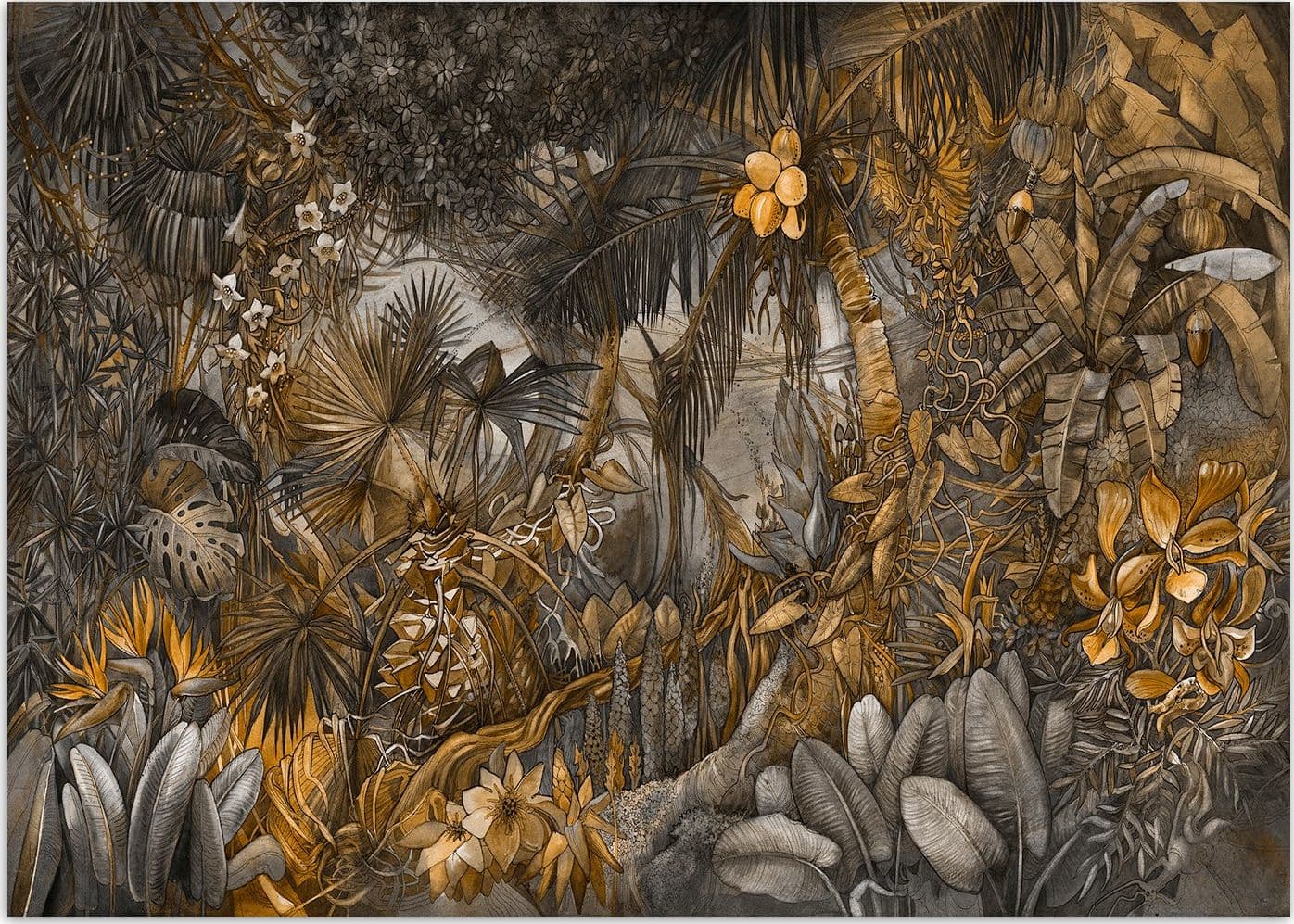 Carta Da Parati, Animali della giungla tropicale Marrone Arancione - 3