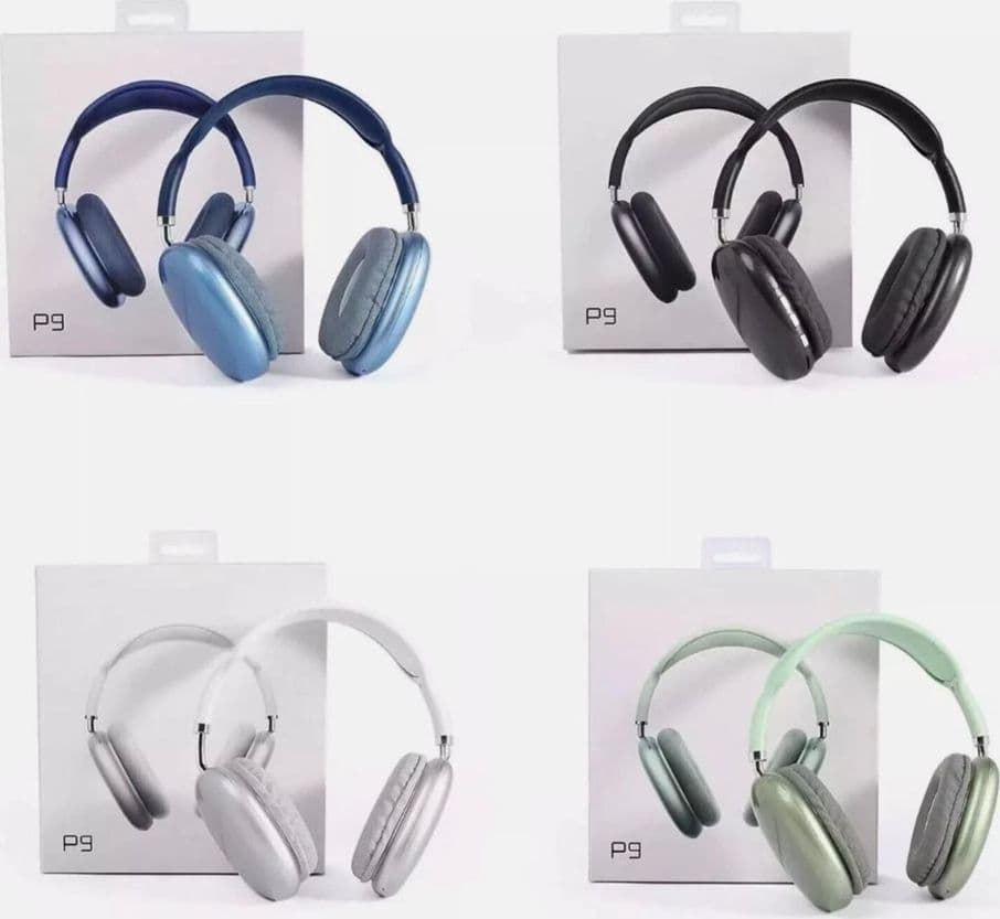 CUFFIE BLUETOOTH WIRELESS A PADIGLIONI P9 RICARICABILI MICROFONO SENZA FILI PC SMARTPHONE - 3