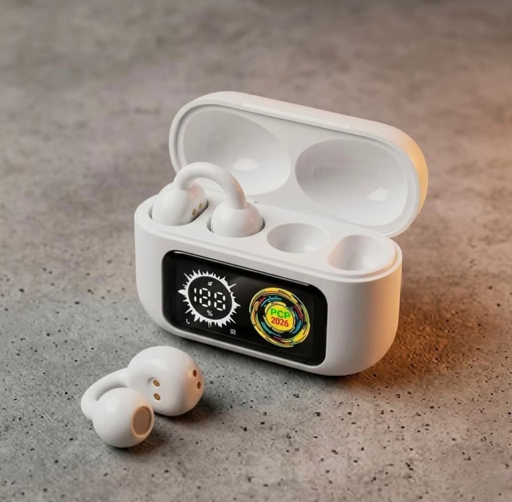 AURICOLARI BLUETOOTH WIRELESS 5.4 G72 CUFFIE OPEN-EAR A CLIP CON CUSTODIA DISPLAY LED - 2
