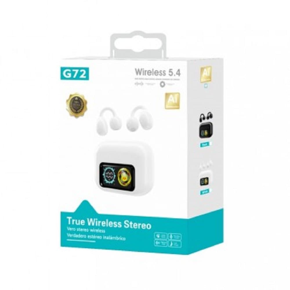 AURICOLARI BLUETOOTH WIRELESS 5.4 G72 CUFFIE OPEN-EAR A CLIP CON CUSTODIA DISPLAY LED - 3