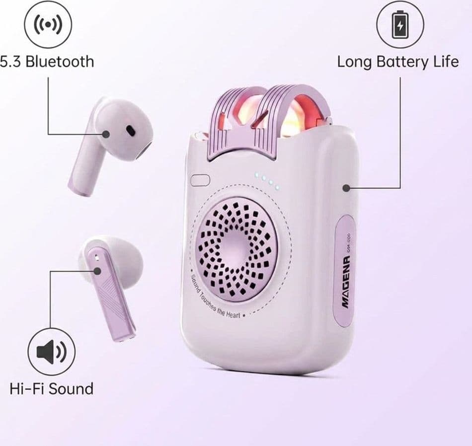 CUFFIE AURICOLARI WIRELESS BLUETOOTH CON CASSA ALTOPARLANTE GM-500 AUDIO HIFI IN-EAR TWS - 8