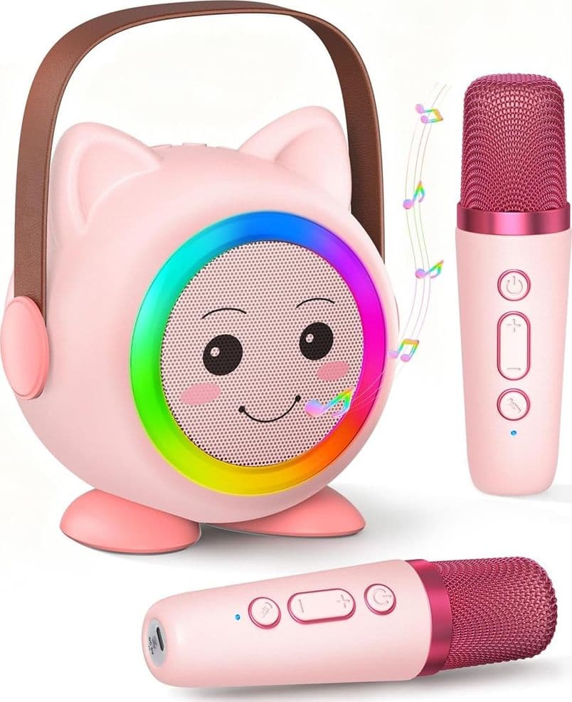 MINI CASSA BLUETOOTH PORTATILE CON 2 MICROFONI WIRELESS KARAOKE PER BAMBINI RAGAZZE REGALO - 12