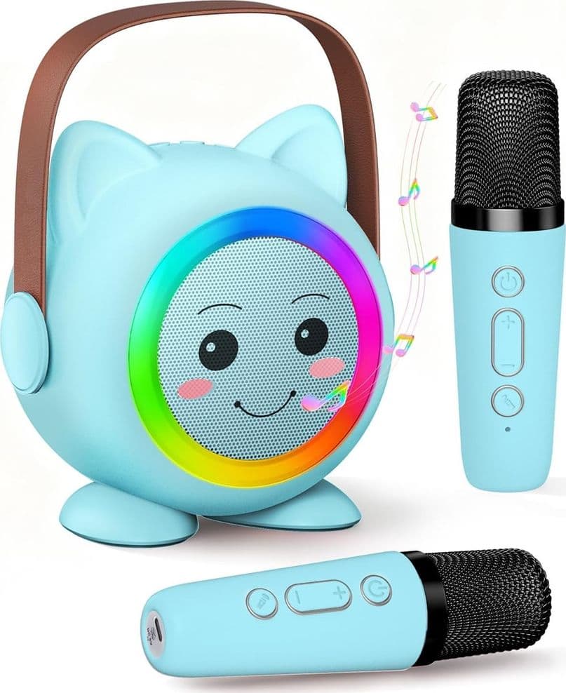 MINI CASSA BLUETOOTH PORTATILE CON 2 MICROFONI WIRELESS KARAOKE PER BAMBINI RAGAZZE REGALO - 22