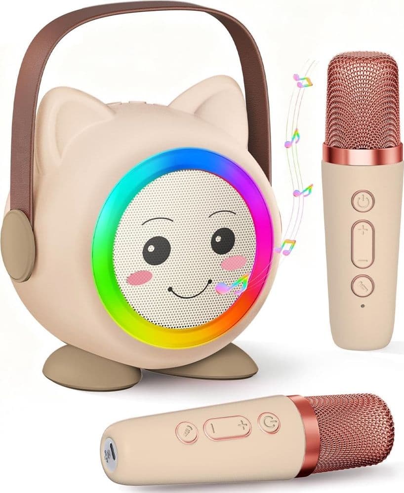MINI CASSA BLUETOOTH PORTATILE CON 2 MICROFONI WIRELESS KARAOKE PER BAMBINI RAGAZZE REGALO - 4