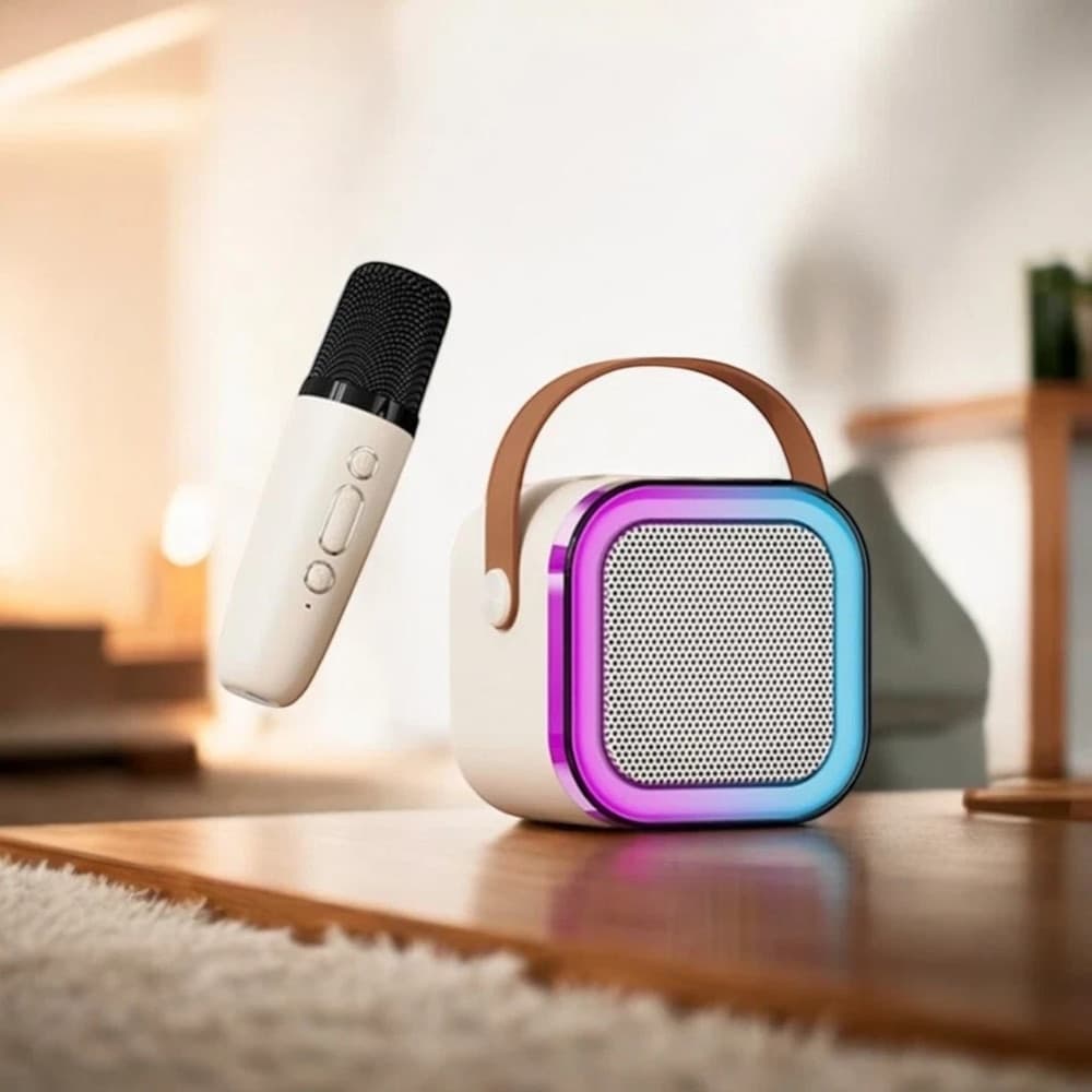 ALTOPARLANTE PORTATILE KARAOKE CON 2 MICROFONI WIRELESS LUCI RGB BLUETOOTH - 2