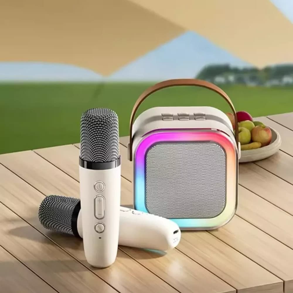 ALTOPARLANTE PORTATILE KARAOKE CON 2 MICROFONI WIRELESS LUCI RGB BLUETOOTH - 3