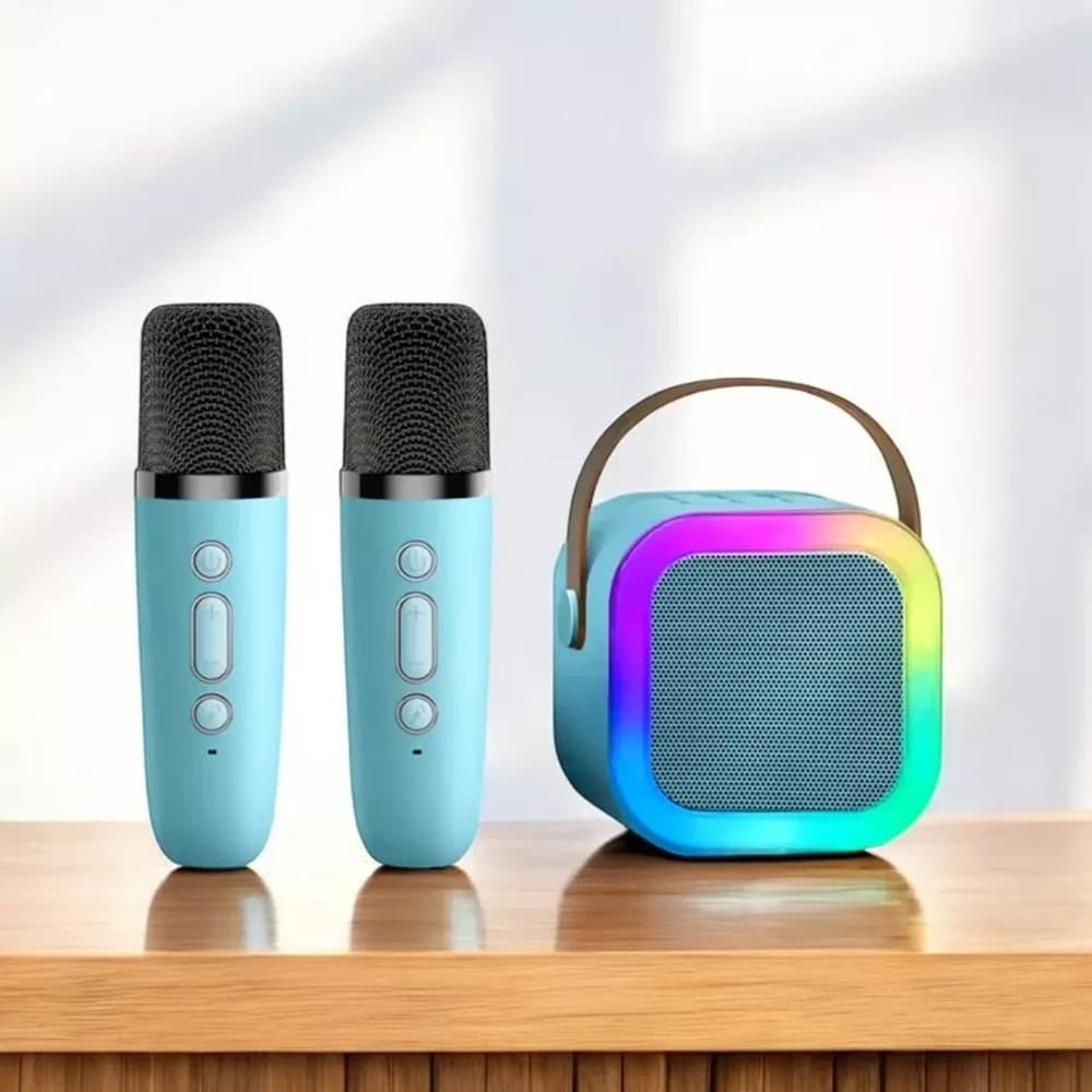 ALTOPARLANTE PORTATILE KARAOKE CON 2 MICROFONI WIRELESS LUCI RGB BLUETOOTH - 4