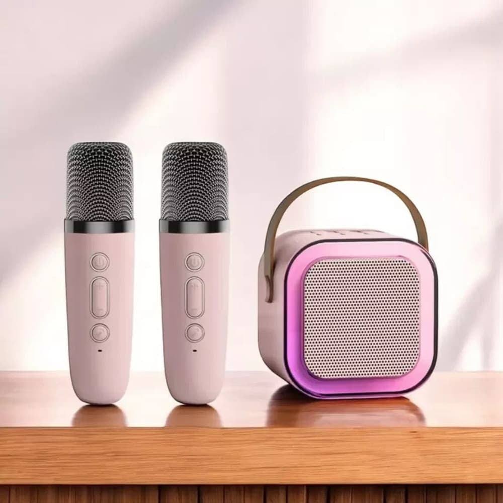 ALTOPARLANTE PORTATILE KARAOKE CON 2 MICROFONI WIRELESS LUCI RGB BLUETOOTH - 5