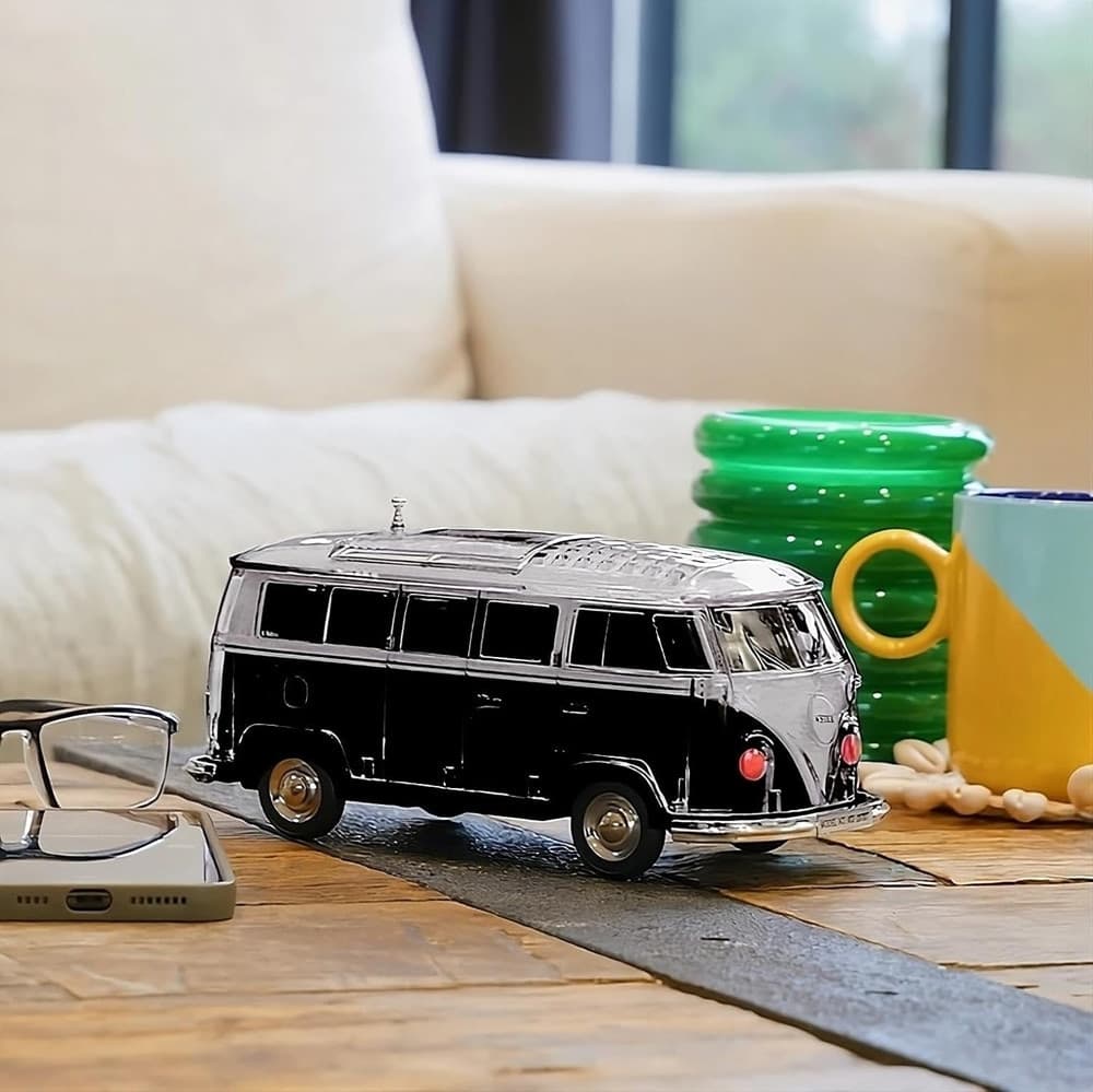 CASSA ALTOPARLANTE BLUETOOTH FORMA FURGONCINO RETRÒ PORTATILE CON LUCI LED RADIO FM USB - 5