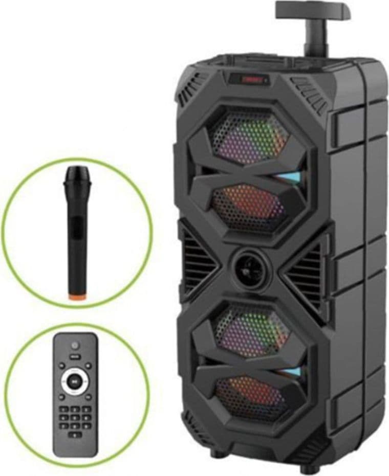 ALTOPARLANTE WIRELESS PORTATILE FM KARAOKE USB TF AUX LUCI LED BLUETOOTH MICROFONO TWS - 5