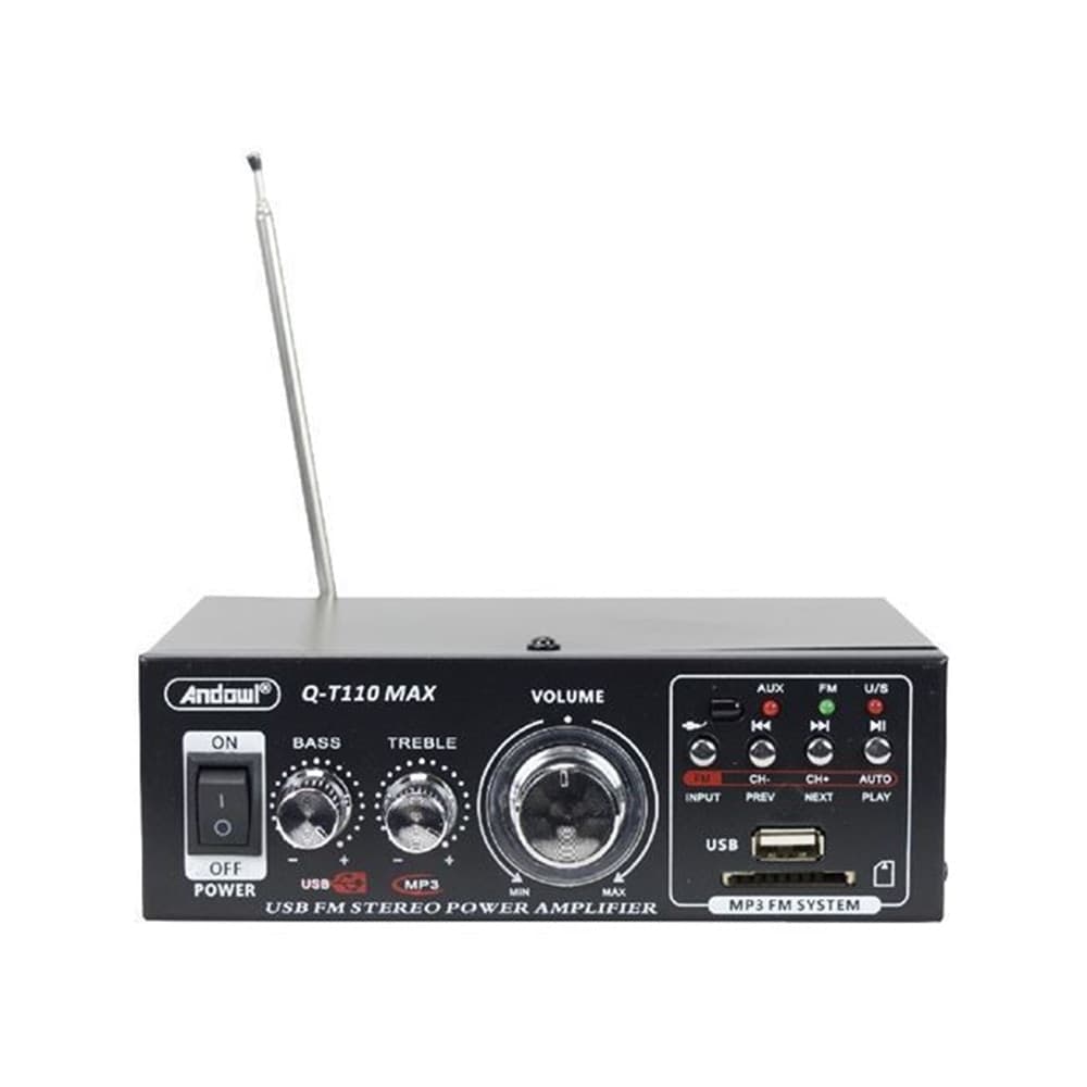AMPLIFICATORE DI POTENZA AUDIO STEREO HI-FI Q-T110 MAX CON RIVERBERO KARAOKE TELECOMANDO - 3