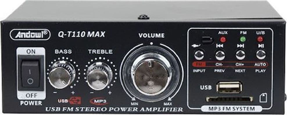 AMPLIFICATORE DI POTENZA AUDIO STEREO HI-FI Q-T110 MAX CON RIVERBERO KARAOKE TELECOMANDO - 4
