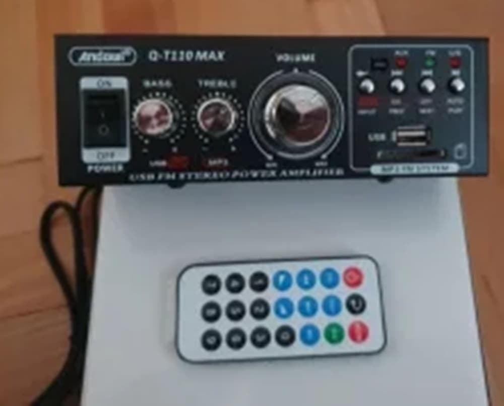 AMPLIFICATORE DI POTENZA AUDIO STEREO HI-FI Q-T110 MAX CON RIVERBERO KARAOKE TELECOMANDO - 5