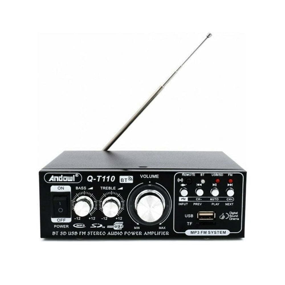 AMPLIFICATORE DI POTENZA AUDIO STEREO HI-FI Q-T110 MAX CON RIVERBERO KARAOKE TELECOMANDO - 9