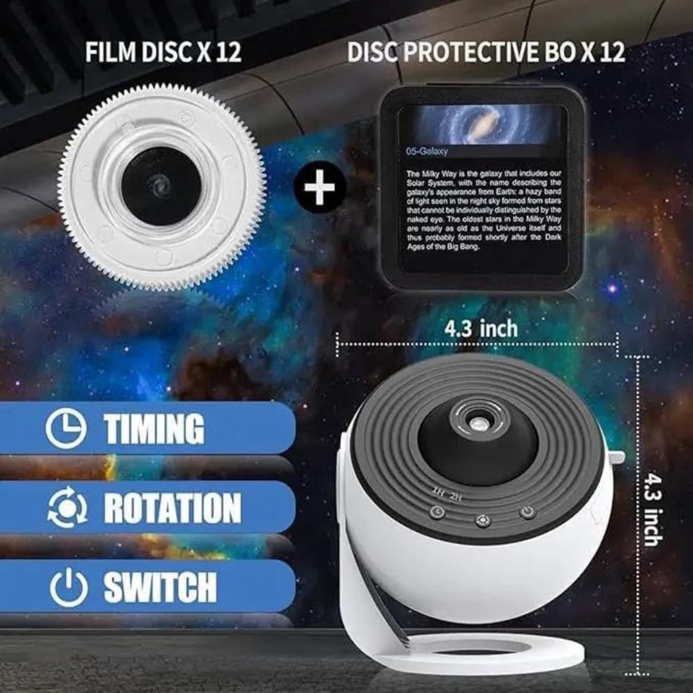 PROIETTORE CIELO STELLATO 12 DISCHI PLANETARI LUCE NOTTURNA LED GALASSIA CAMERA SOFFITTO - 5