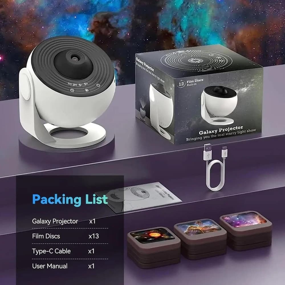 PROIETTORE CIELO STELLATO 12 DISCHI PLANETARI LUCE NOTTURNA LED GALASSIA CAMERA SOFFITTO - 8