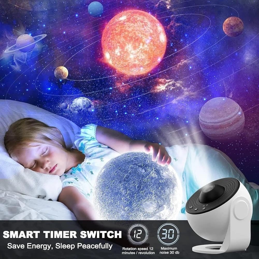 PROIETTORE CIELO STELLATO 12 DISCHI PLANETARI LUCE NOTTURNA LED GALASSIA CAMERA SOFFITTO - 9